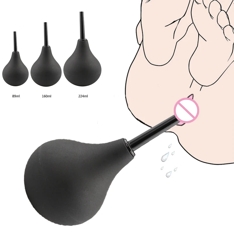 Enema Rectal Shower Cleaning System Silicone Gel Black Ball For Anal Anus Colon Enema Anal Cleaning Anal Plug Adult Products