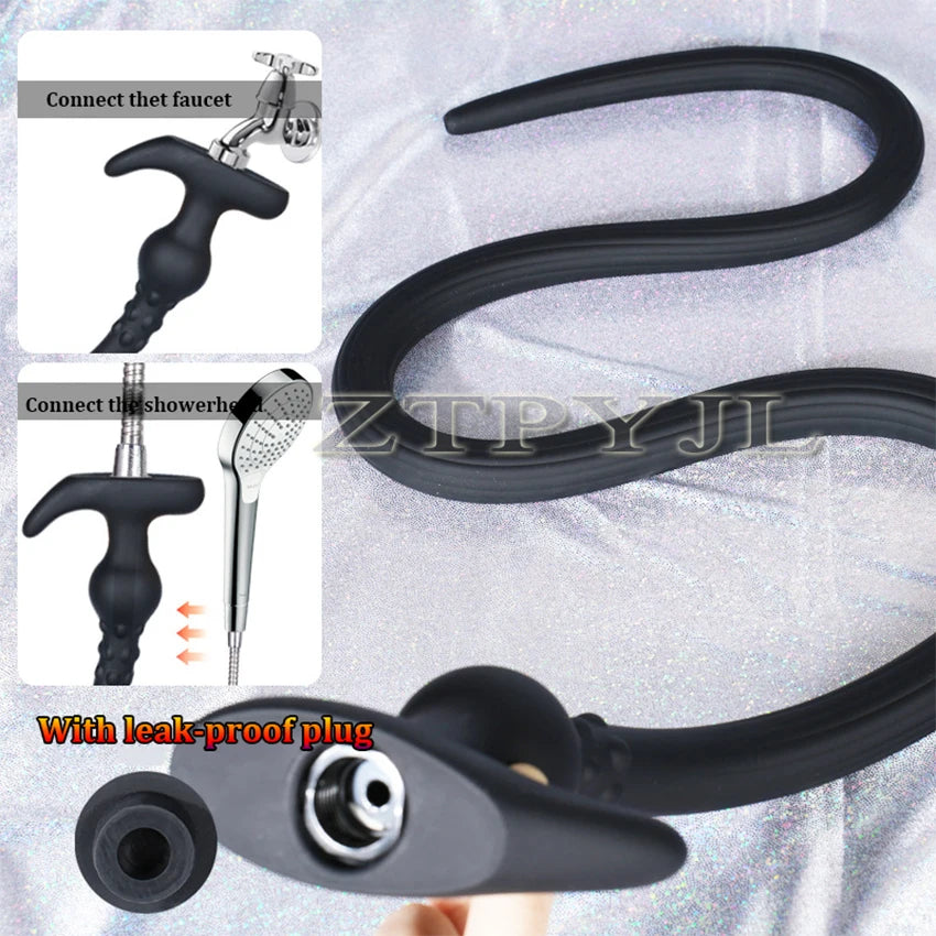 75CM/105CM Long Anal Plug Soft Silicone Hollow Anal Whip Anus Vaginal Cleaning Dildo Enema Flushing Butt Plug Adult Sex Toys