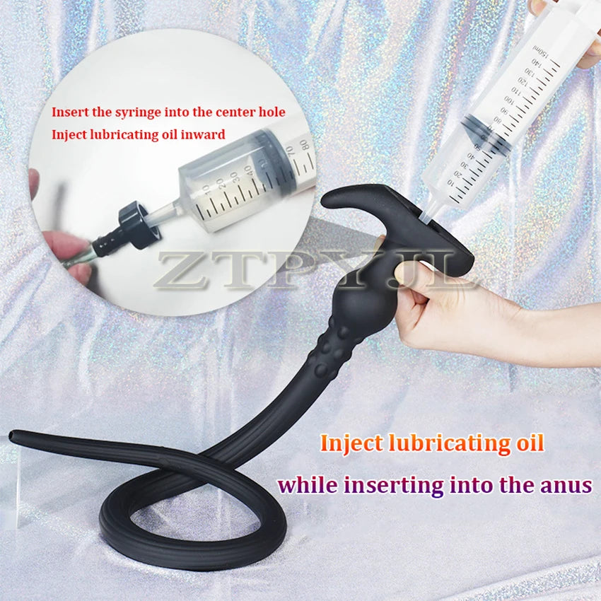 75CM/105CM Long Anal Plug Soft Silicone Hollow Anal Whip Anus Vaginal Cleaning Dildo Enema Flushing Butt Plug Adult Sex Toys