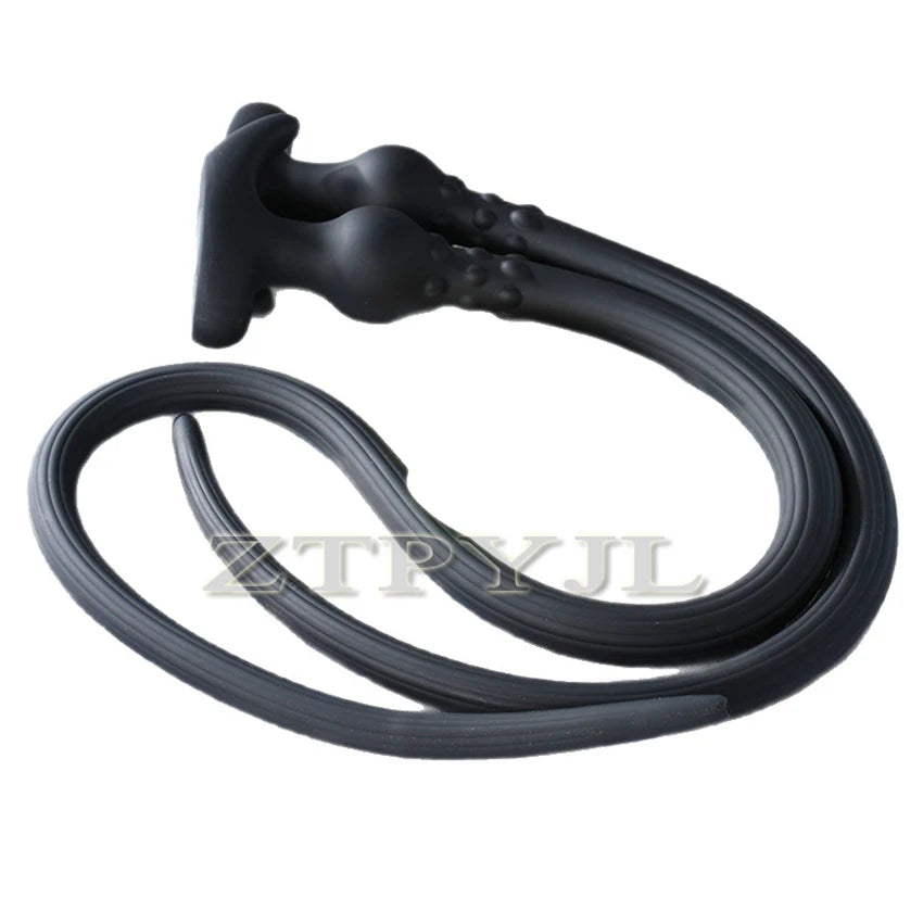 75CM/105CM Long Anal Plug Soft Silicone Hollow Anal Whip Anus Vaginal Cleaning Dildo Enema Flushing Butt Plug Adult Sex Toys