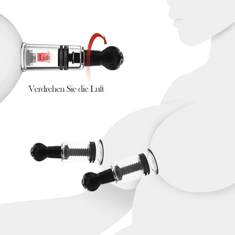 2pcs BDSM Adult Nipple Suction Cup Breast Clitoris Sucker Erotic Nipple Clamp Pump Adult Game Breast-fed Sex Toys for Women Men