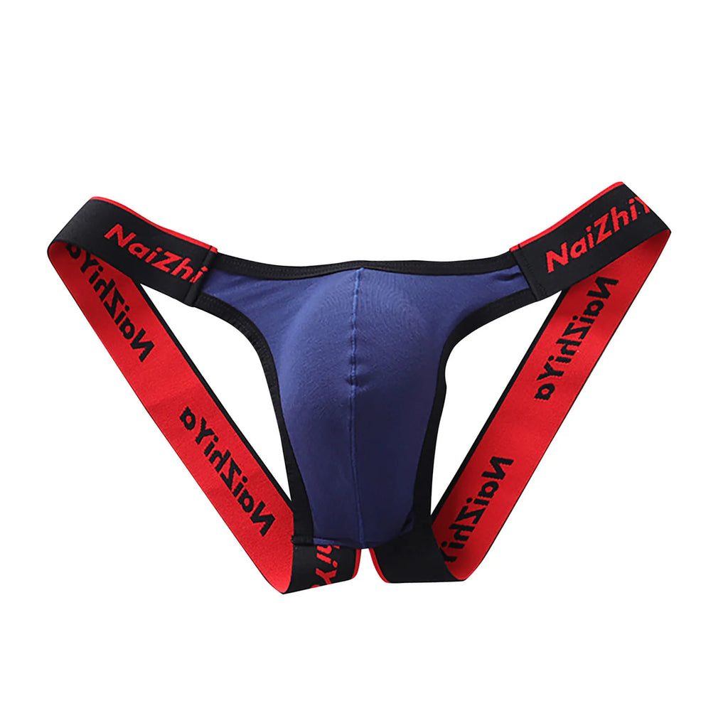 1pc Men's Briefs Thongs Patchwork Low Waist U-Convex Pouch Panties Open Rear Underwear Underpants Lingerie G-Strings For Man