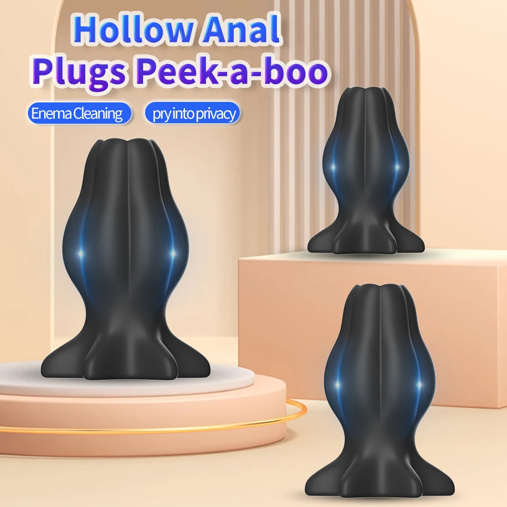 Hollow Anal Plug With Stopper Anal Dilator Anus Tunnel Expansion Prostate Massager Sex Toy Vaginal Anchor Shower Enema Butt Plug