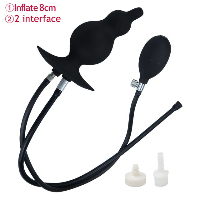 Inflatable Anal Plug With Enema Tube 150ML Syringe WomenMen Anal Cleaning Vaginal Wash Gay Anal Sex Dilation Ass Douche Bdsm Toy