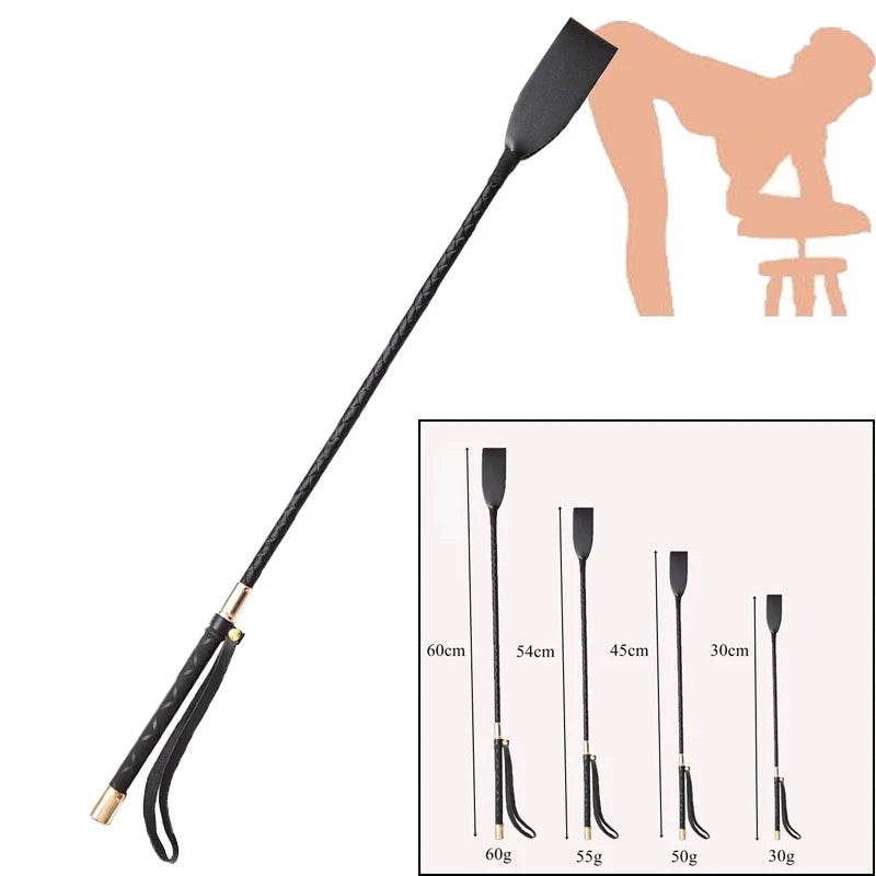 60CM Black PU Leather Spanking Paddle Long Whip Flirting Slave BDSM Bondage Flogger Sex Toys For Woman G Spot Adults Sex Shop 18